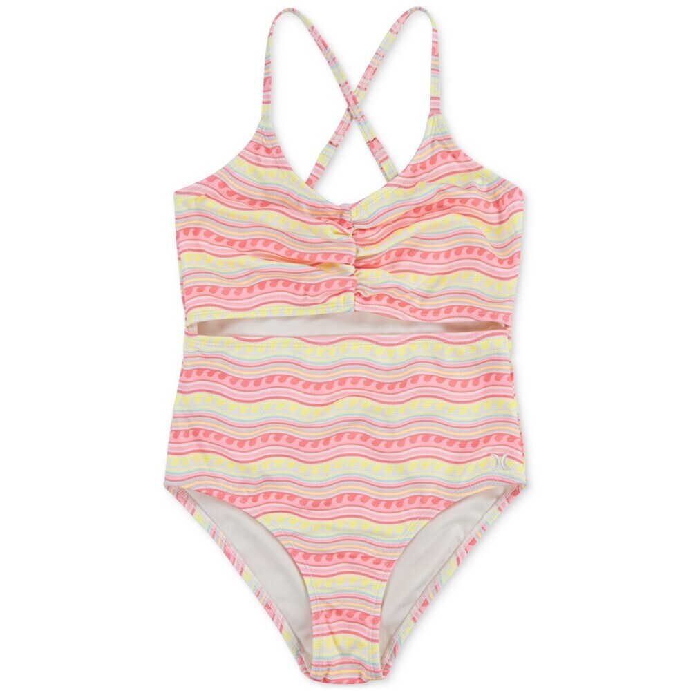 Hurley Swimsuit Girl's 14 Pink Flamingo Stretch One Piece Swimwear Beach RED1372